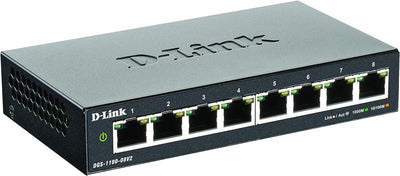 D-Link DGS-1100-08V2, 8-Port Layer 2 smart managed Gigabit Switch, (8 x 10/100/1000 Mbit/s BaseT Por