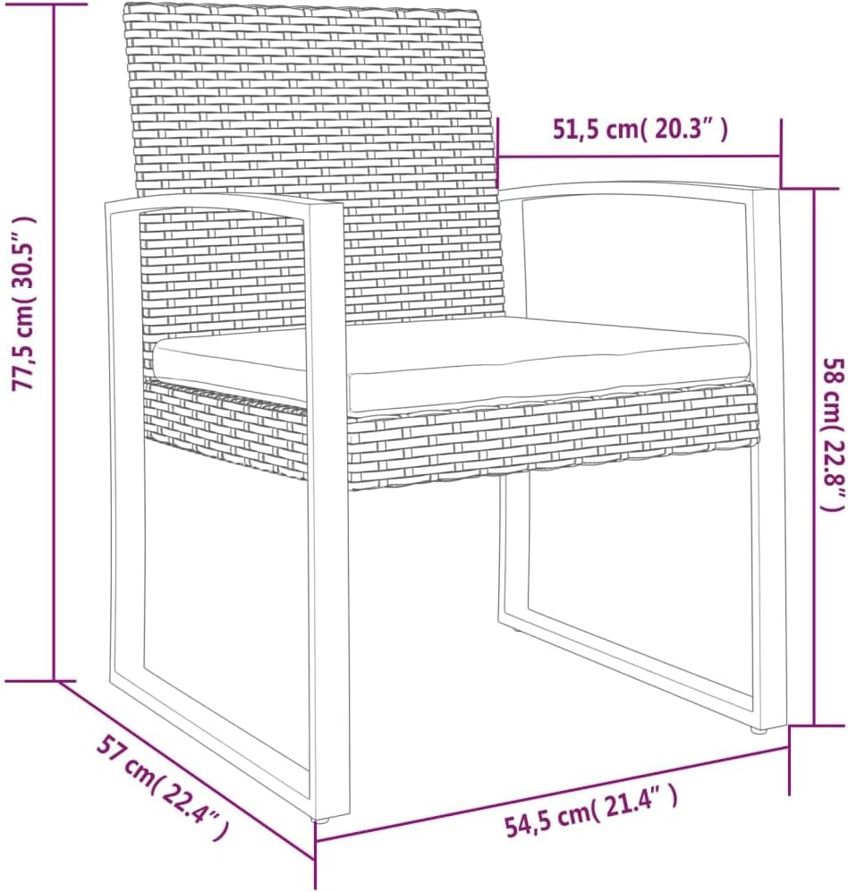Festnight Rattanstuhl Gartenstühle 2 STK Garten-Esszimmerstühle Rattansessel Braun PP-Rattan Outdoor