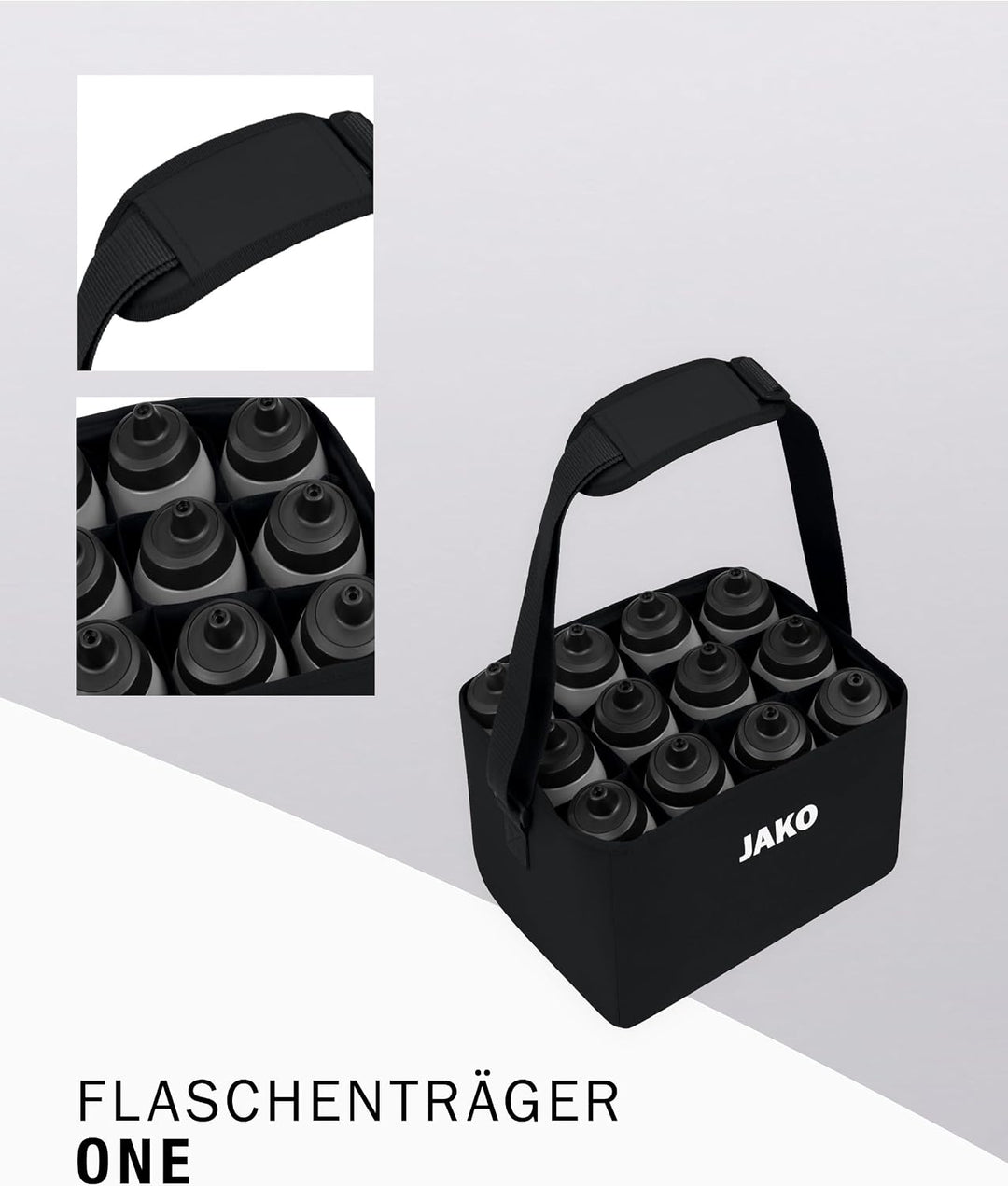 JAKO One Flaschenträger für 12 Flaschen 32x24x21 cm – Praktisches Trainingszubehör aus recyceltem Po