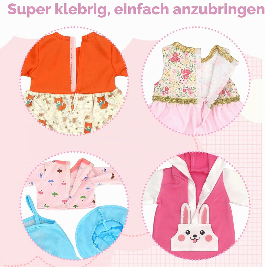4 Stück Puppenkleidung für Baby Puppen, Kleidung kompatibel mit 35-43 cm New Born Baby Puppen, Puppe