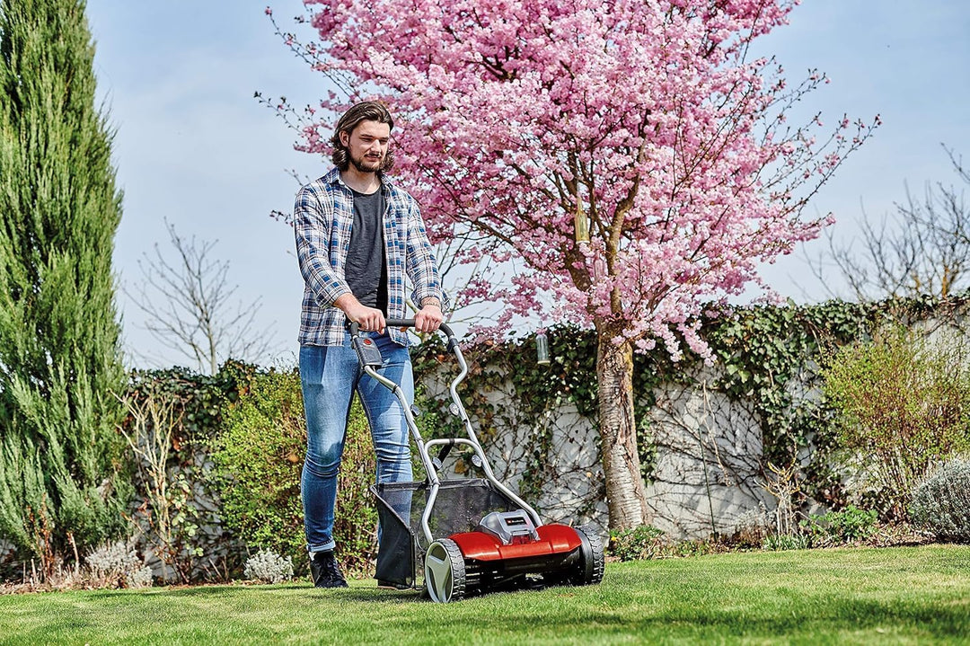 Einhell Akku-Rasenmäher GE-HM 18/38 Li - Solo Power X-Change (Li-ion, 18V, kugelgelagerte Mähspindel