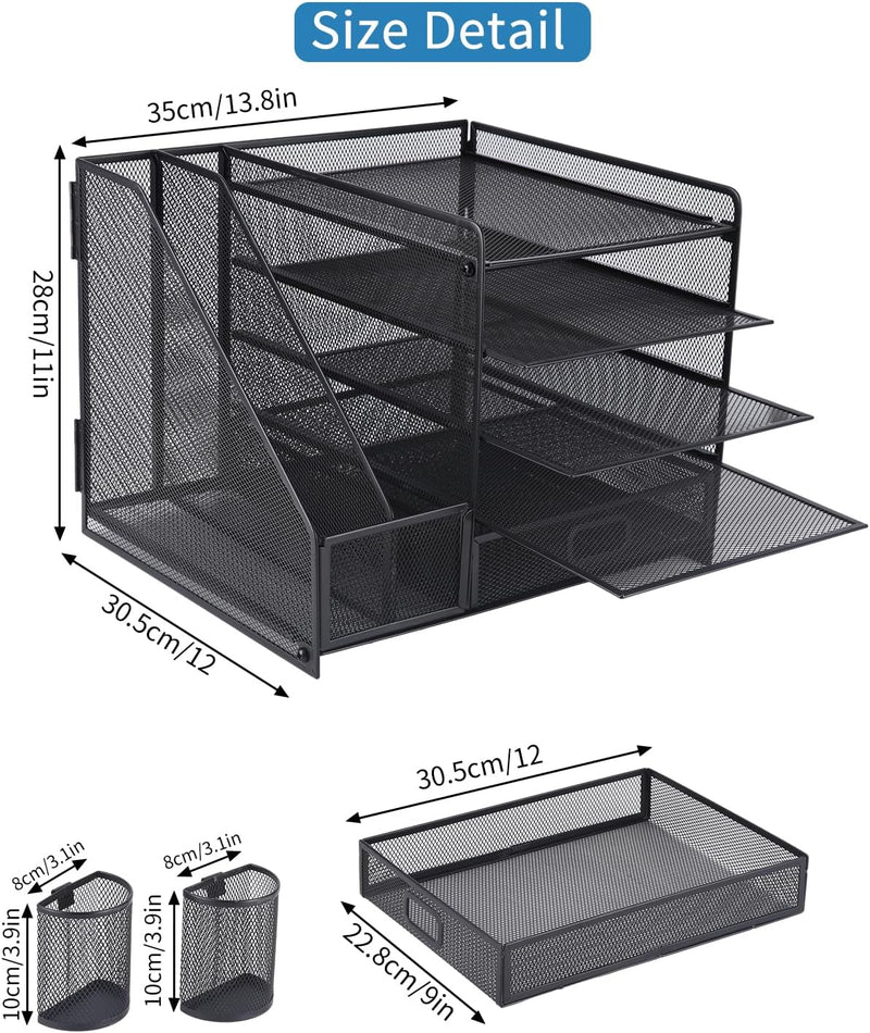 5-stöckiger Mesh-Schreibtisch-Organizer mit Schublade,multifunktionaler Schreibtisch-Organizer und Z
