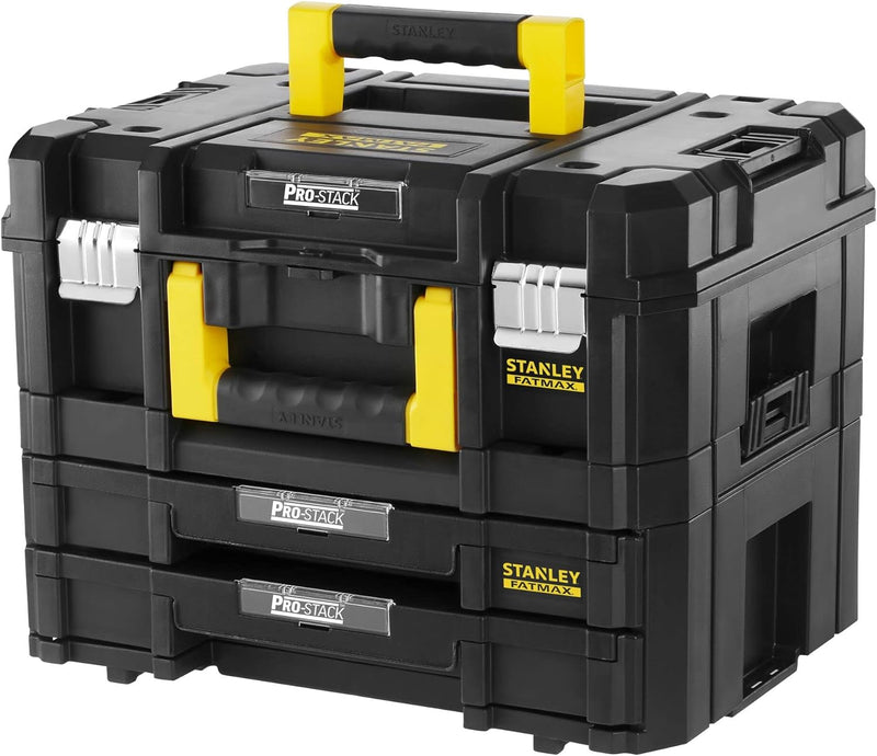 Stanley FatMax Pro-Stack Werkzeugkoffer Combo(21,5L Fassungsvermögen, mit 2 Schubladen und Organizer