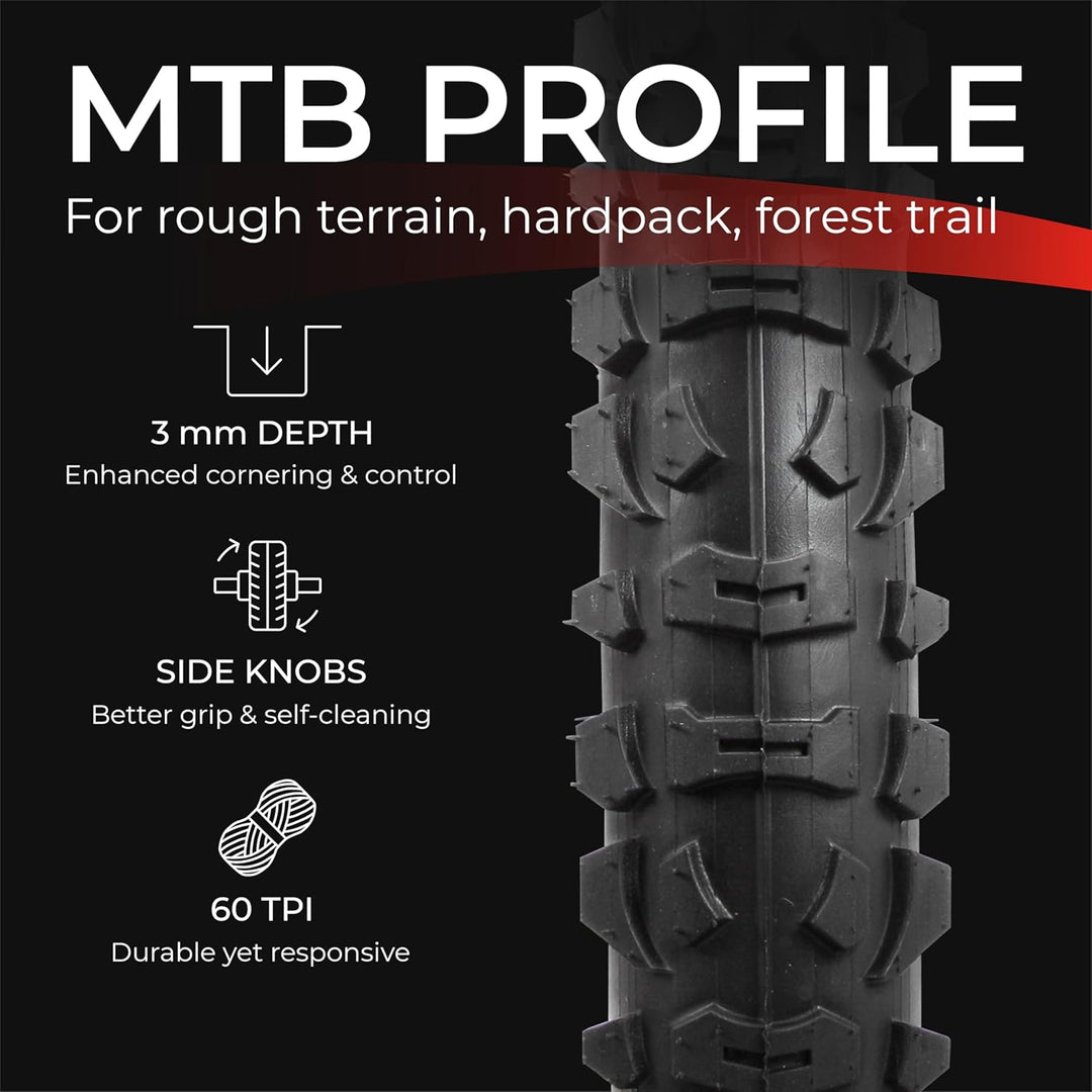 Fincci Fahrradreifen 26 Zoll - MTB Reifen 26 x 1.95, Fahrradmantel 26 Zoll, 60 TPI FaltReifen für Mo