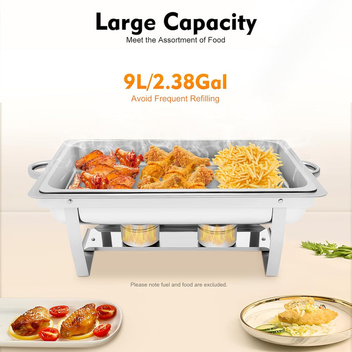 Speisenwärmer Edelstahl, 9L Chafing Dish Warmhaltebehälter Speisewärmer Wärmebehälter Hotel Buffet W
