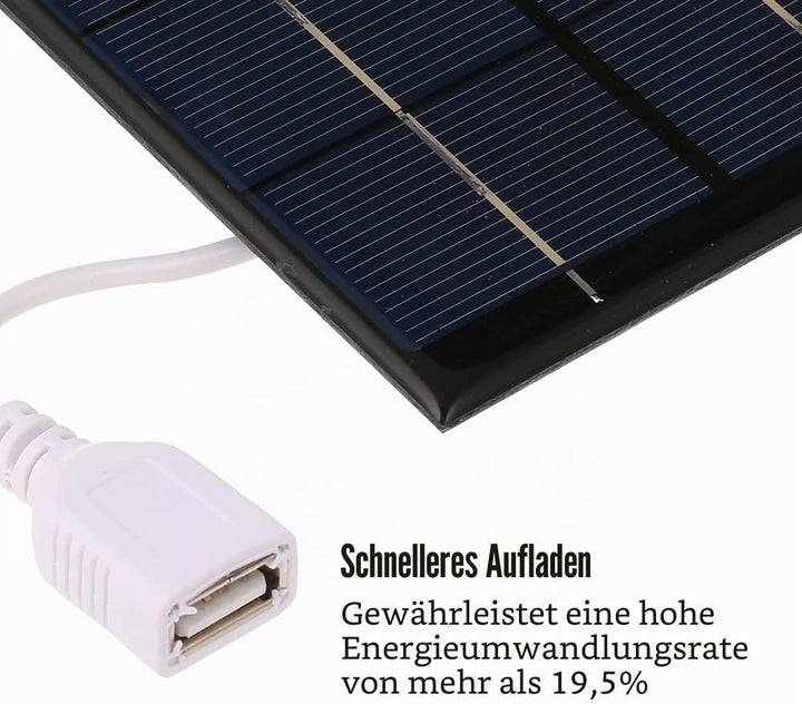 Irishom Tragbares Solar Ladegerät mit USB Anschluss für Handys 2W / 5V Solarpanel Unterwegs Handy La