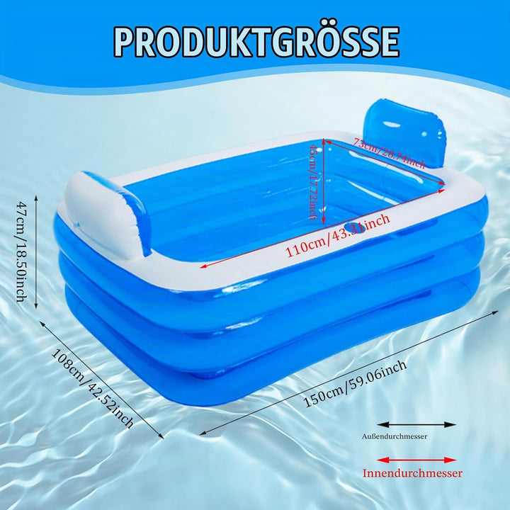 Verdickte aufblasbare PVC-Badewanne mit Wasserbechermund, bequeme faltbare aufblasbare Badewanne mit