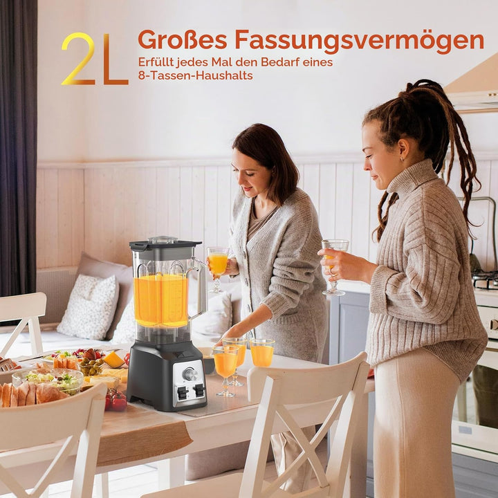 Enfmay Standmixer, 2000W Mixer Hochleistungsmixer, Stufenlose Geschwindigkeitsregulierung, 2L Smooth