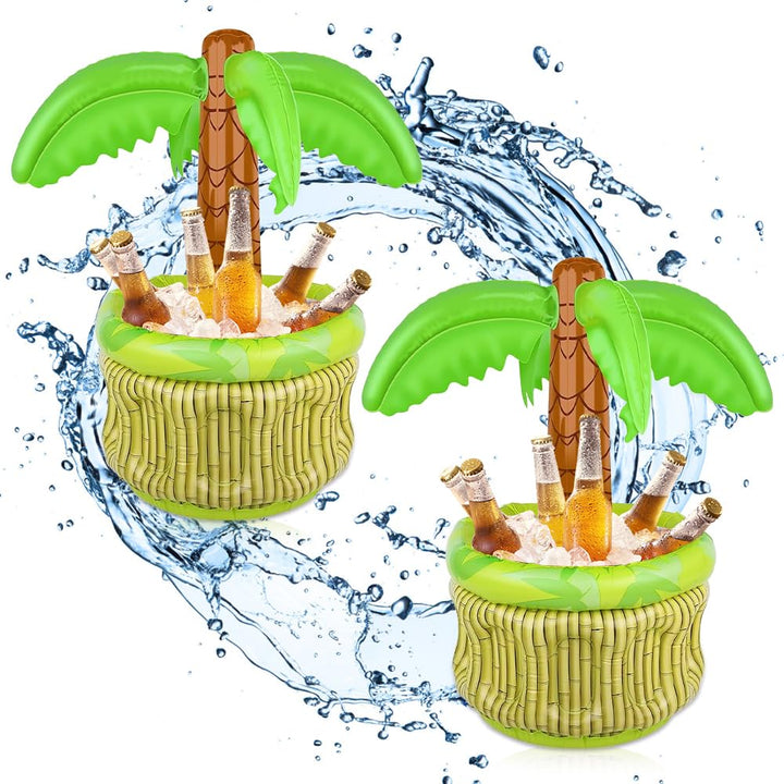mizikuu 2PCS Aufblasbare Palme Getränkekühler, Aufblasbare Kühler zum Befüllen mit Eis Poolbar Geträ