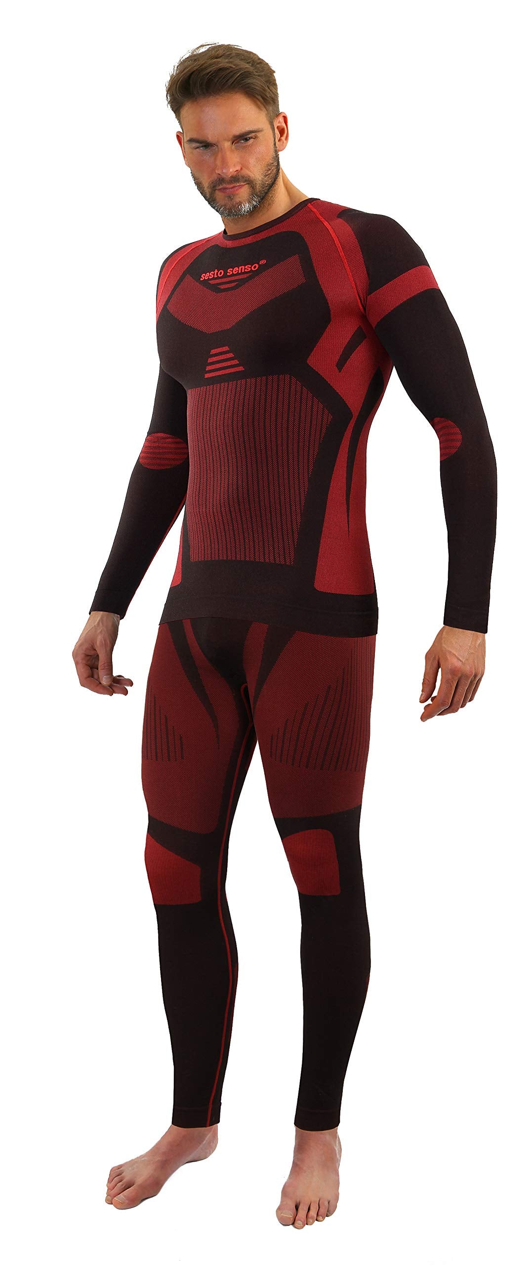 sesto senso Herren Funktionsunterwäsche Set Langarmhemd Leggings Schnelltrocknend Skiunterwäsche M R