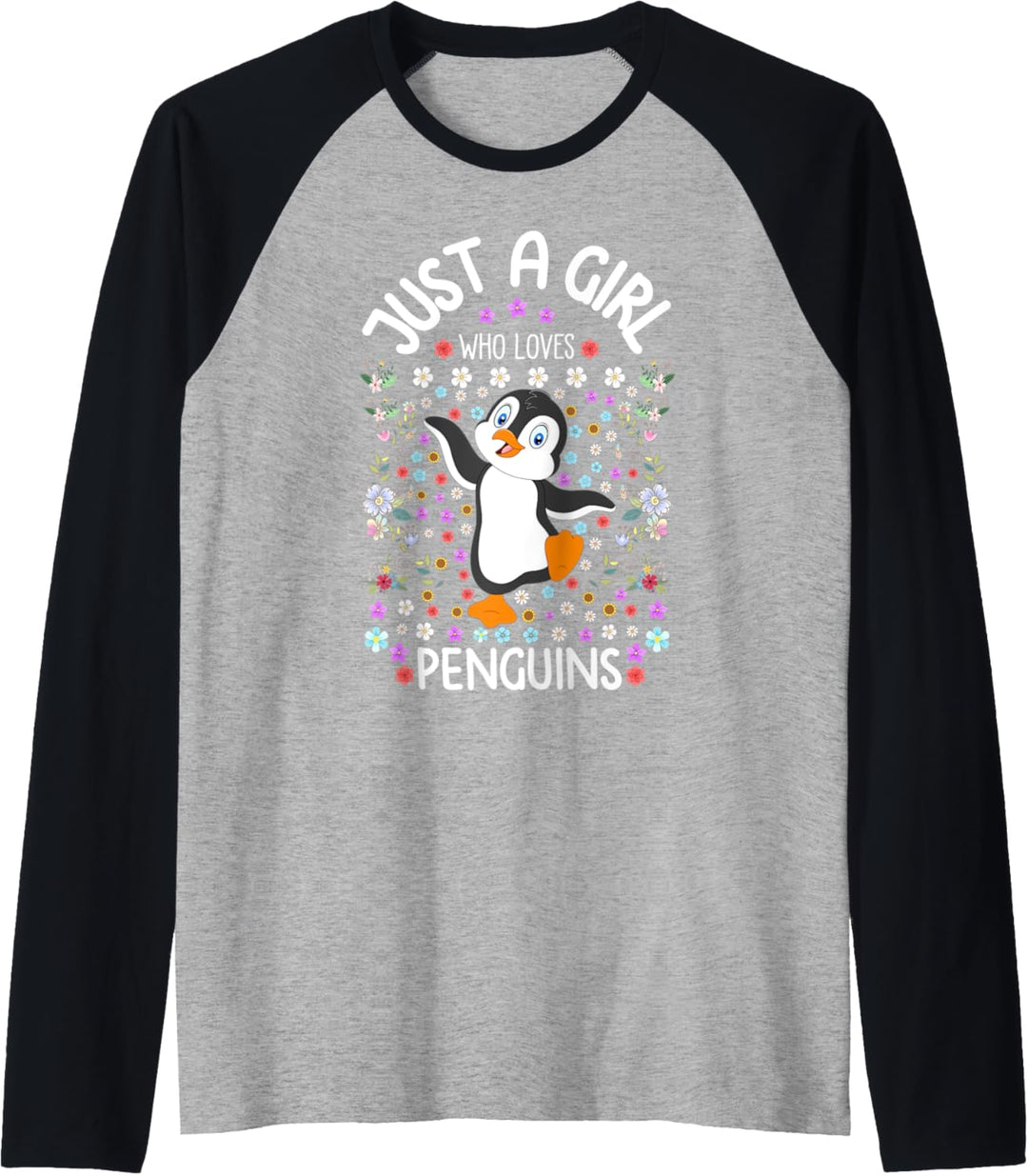 Just a Girl Who Loves Penguins Cute Girls Penguin Gift Raglan