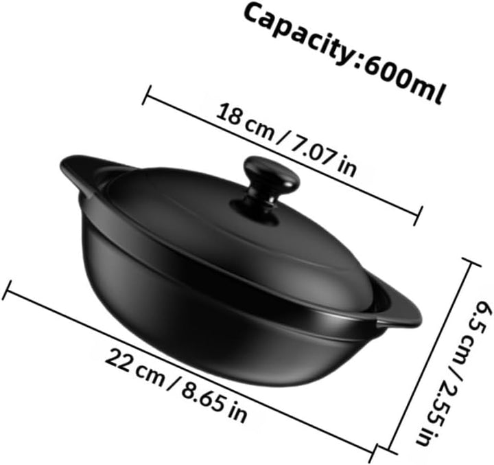 Keramik Schmortopf 600 Ml mit Deckel und Untertasse Hitzebeständig und Trocken Garend Chinesischer T