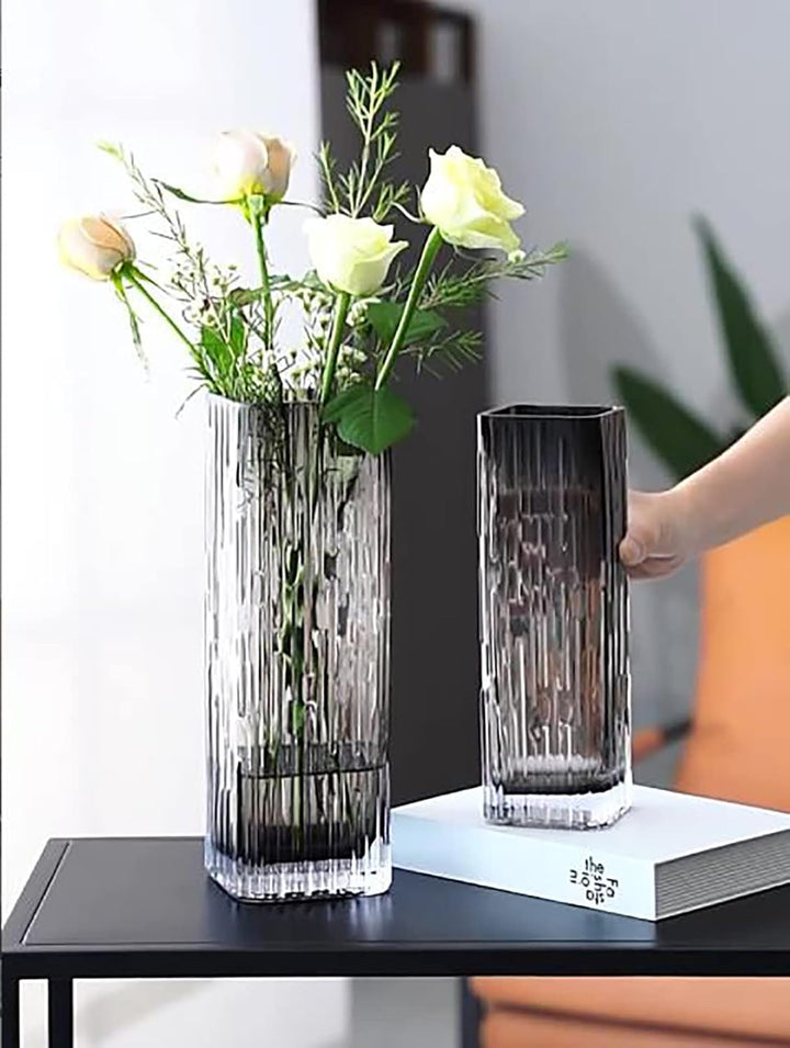 Rxcvkmw Moderne, minimalistische Glasvase, quadratische Vase, Kristallglasvase, Vase, trockene Vase
