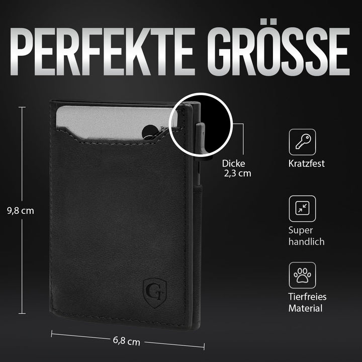 GenTo - Slim Wallet mit Münzfach - Geldbeutel Herren für 10 Karten - Geldbörse mit RFID Schutz - Sma