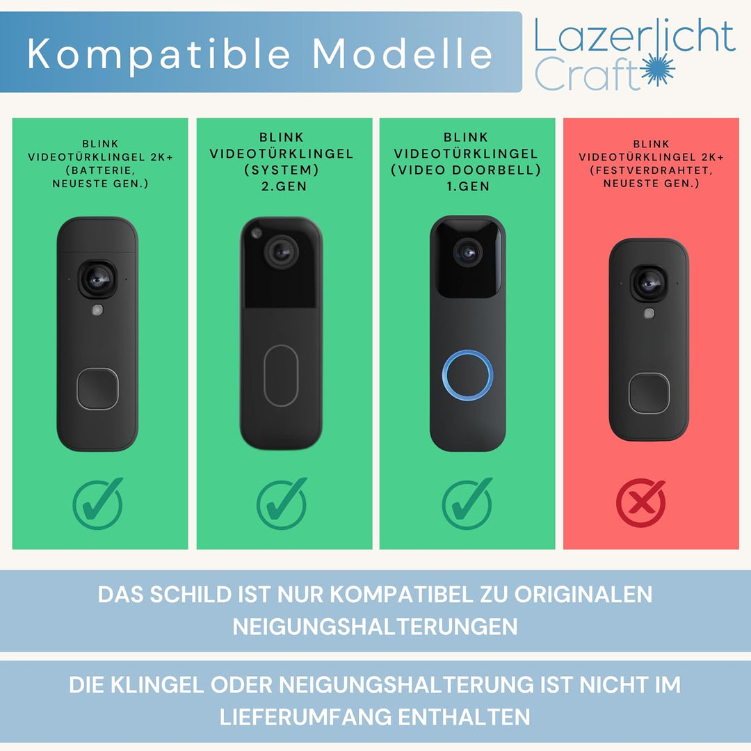 Klingelschild für Blink Videotürklingel (System) (Video Doorbell) | Schwarz oder Anthrazit | Hausnum