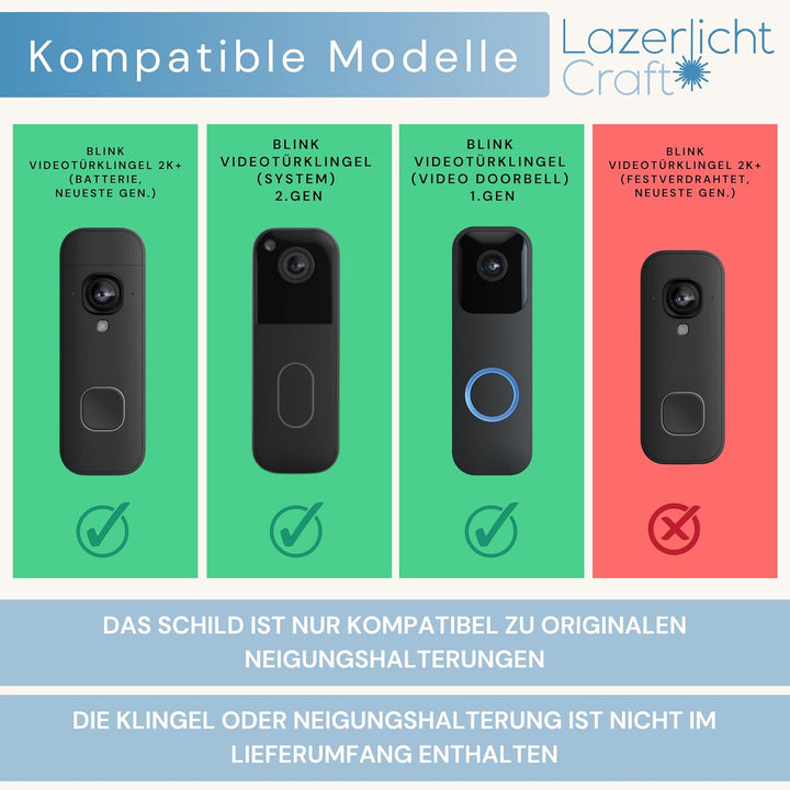 Klingelschild für Blink Videotürklingel (System) (Video Doorbell) | Schwarz oder Anthrazit | Hausnum