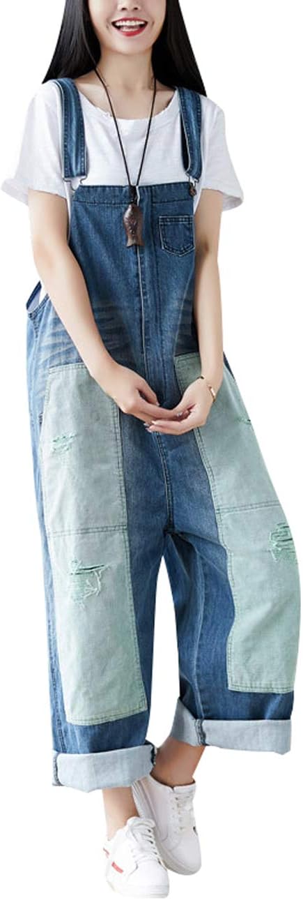 Youlee Damen Strappy Overalls Beiläufig Overall Baumwolle Latzhose Einheitsgrösse Stil 2 Blau, Einhe