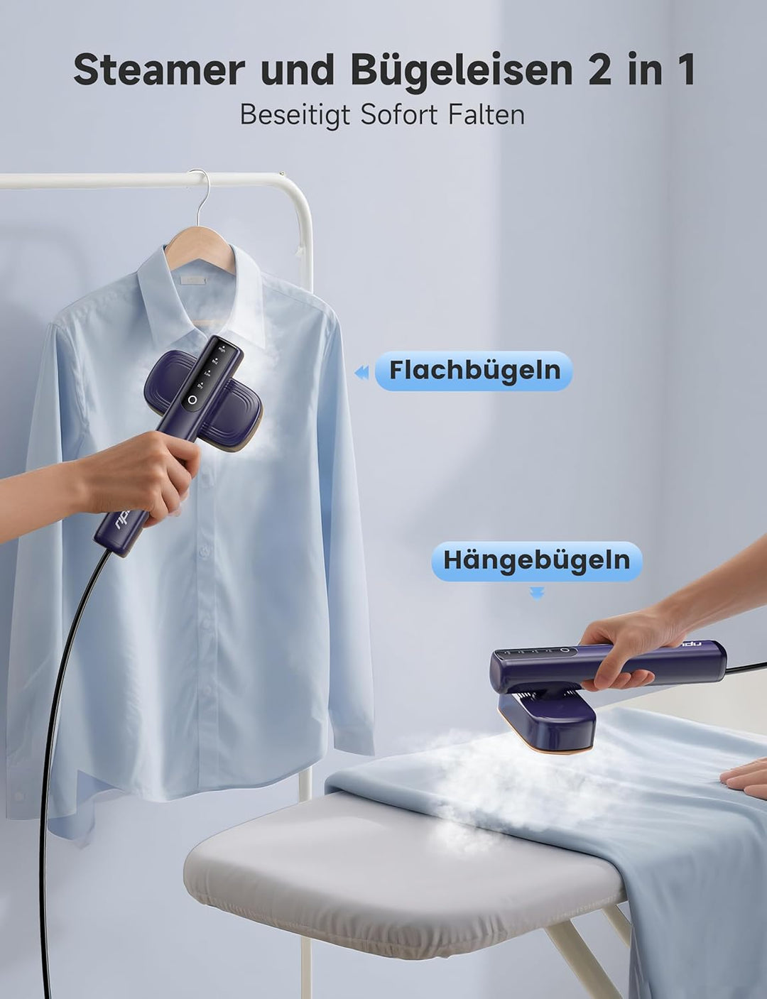 Sundu Dampfglätter, 1200W Steamer, Reisedampfglätter mit LED-Anzeige, Touch-Bedienung, Tragbarem Min