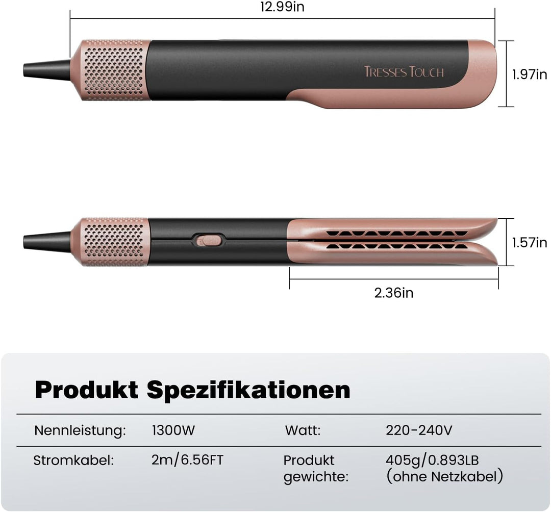 Airstraight Glätteisen mit Föhn, Ionen Air Haarglätter, Keine Hitzeschäden, Keine Heissen Platten, 1