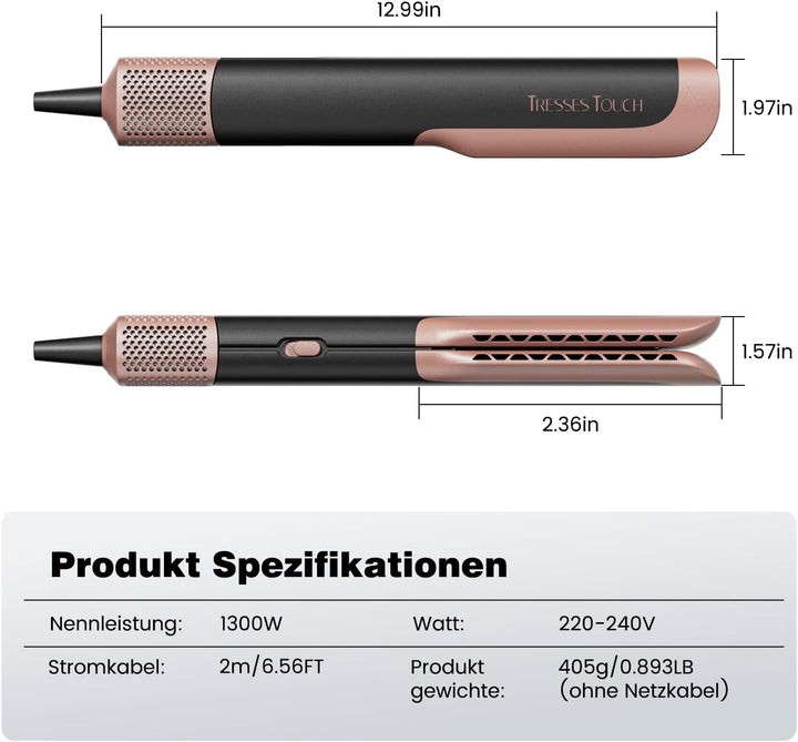 Airstraight Glätteisen mit Föhn, Ionen Air Haarglätter, Keine Hitzeschäden, Keine Heissen Platten, 1