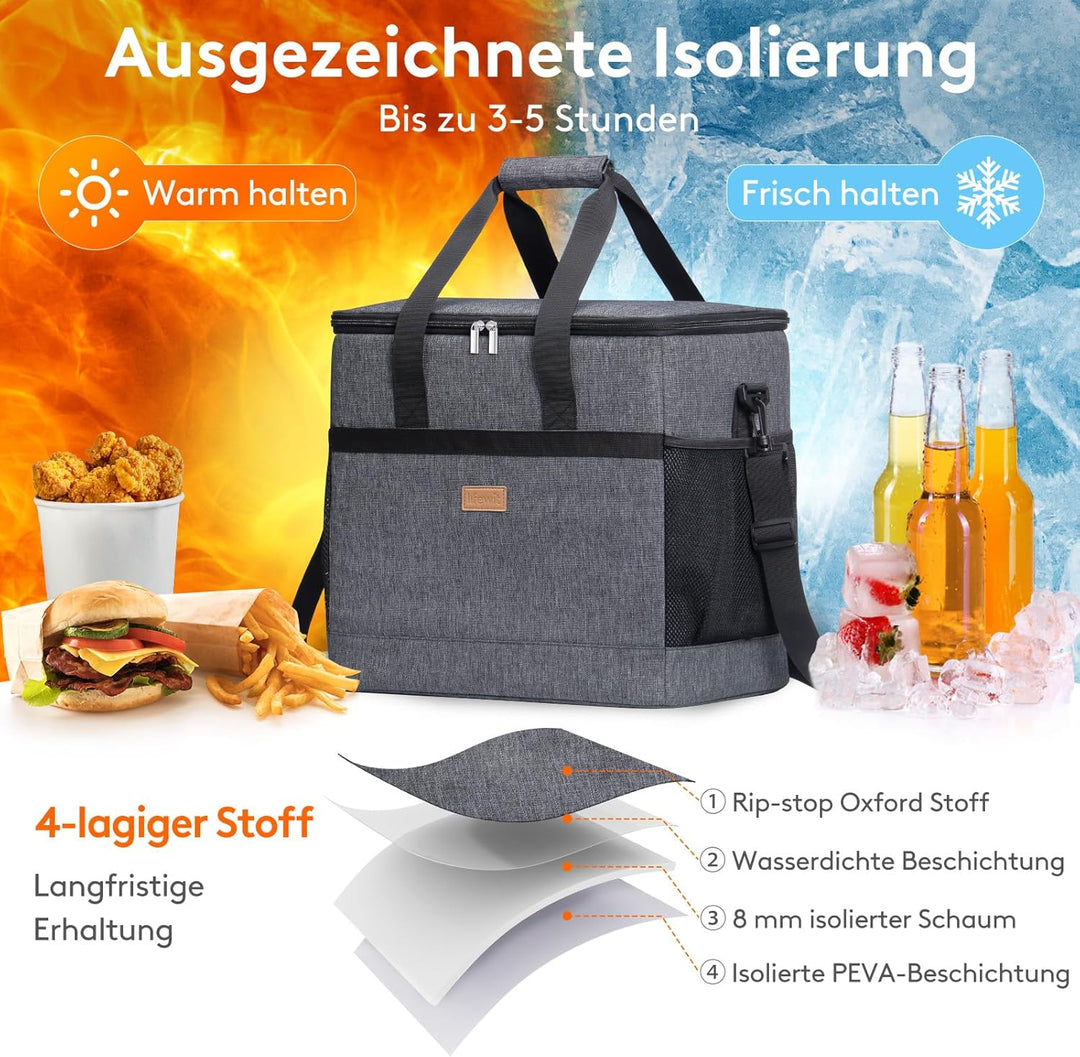 Lifewit 40L Kühltasche Gross faltbar Kühlkorb Kühlbox Isoliertasche Thermotasche Picknicktasche für