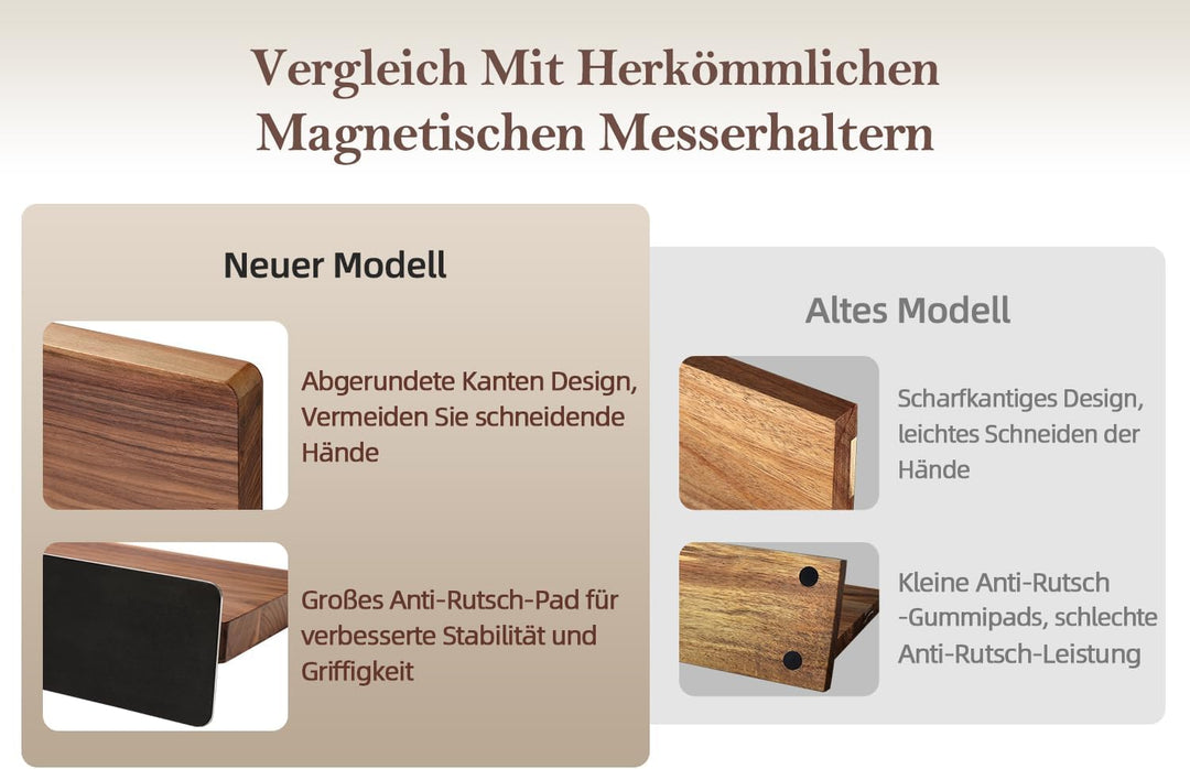 XINZUO Walnussholz Messerblock Magnetisch -Doppelseitig erhältlich -Messerhalter Magnetischer Ohne M