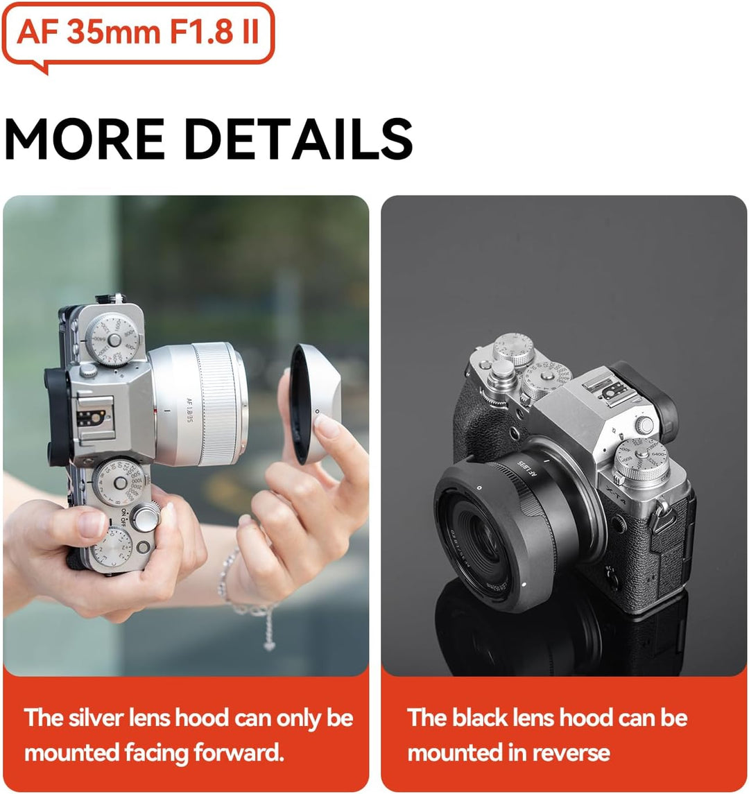 TTARTISAN 35 mm F1.8 Mark II für X-Mount Silver, AF-Objektiv 35 mm F/1.8 APS-C Portraitobjektive für