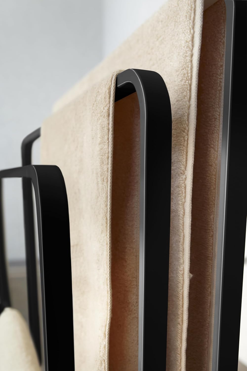 Bath towel hanger with 3 bars - Tower - Black Schwarz, Schwarz