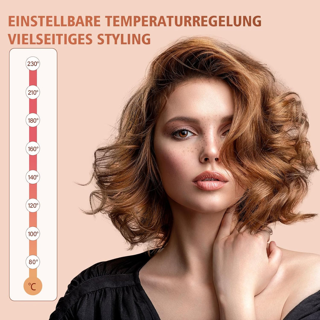 Lockenstab Grosse und Kleine Locken Set mit einstellbarer Temperatur - 6 in 1 Mit Verschiedenen Aufs