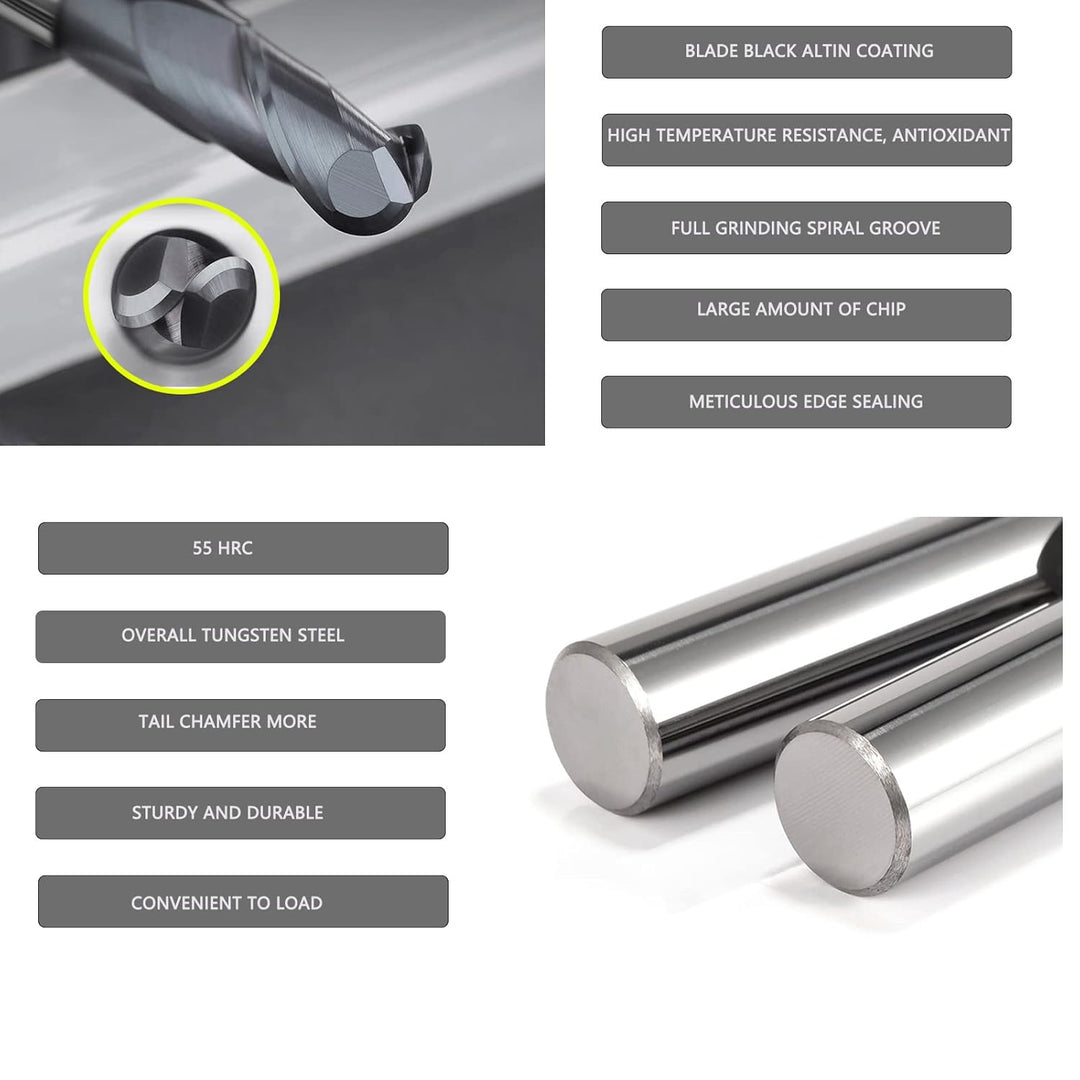 CREEYA 1 stücke Hartmetall Kugelkopffräser 18mm, 2 Zähne/2 Schneiden CNC Kugelfräser, HRC 55, AlTiN