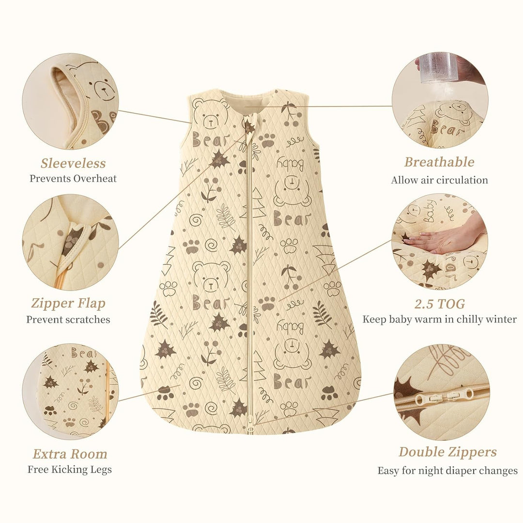 Looxii Schlafsack Baby Winter Baumwolle 2.5 TOG Warm Winterschlafsack Weich Babyschlafsack Neugebore