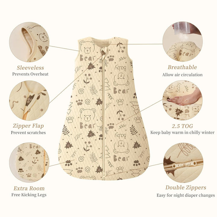 Looxii Schlafsack Baby Winter Baumwolle 2.5 TOG Warm Winterschlafsack Weich Babyschlafsack Neugebore