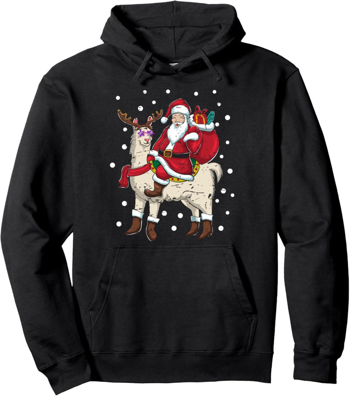 Weihnachten Santa Claus Xmas Geschenk Weihnachtsmann Lama Pullover Hoodie