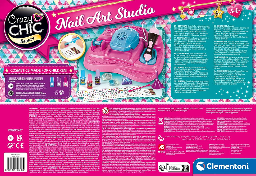 Clementoni Crazy Chic Superstar Nageldesign - Nagelstudio für Kinder ab 6 Jahren - Inkl. Nagellacke,