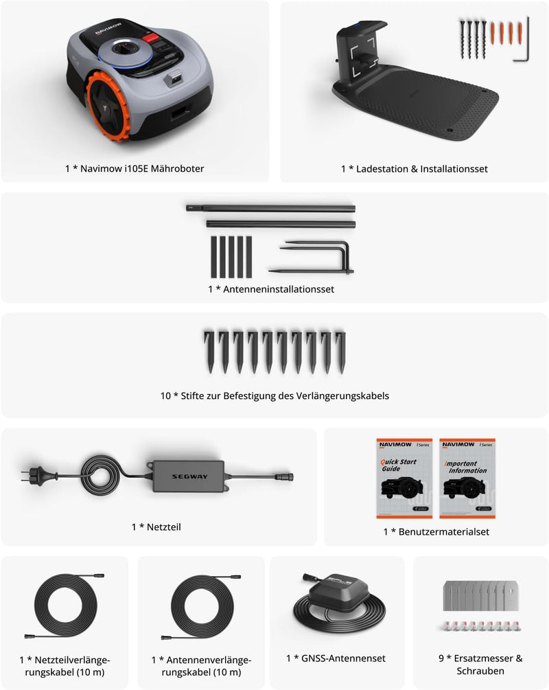 Navimow i105E Mähroboter ohne Begrenzungskabel 500 m², RTK+Vision Rasenmäher Roboter, KI Automatisch