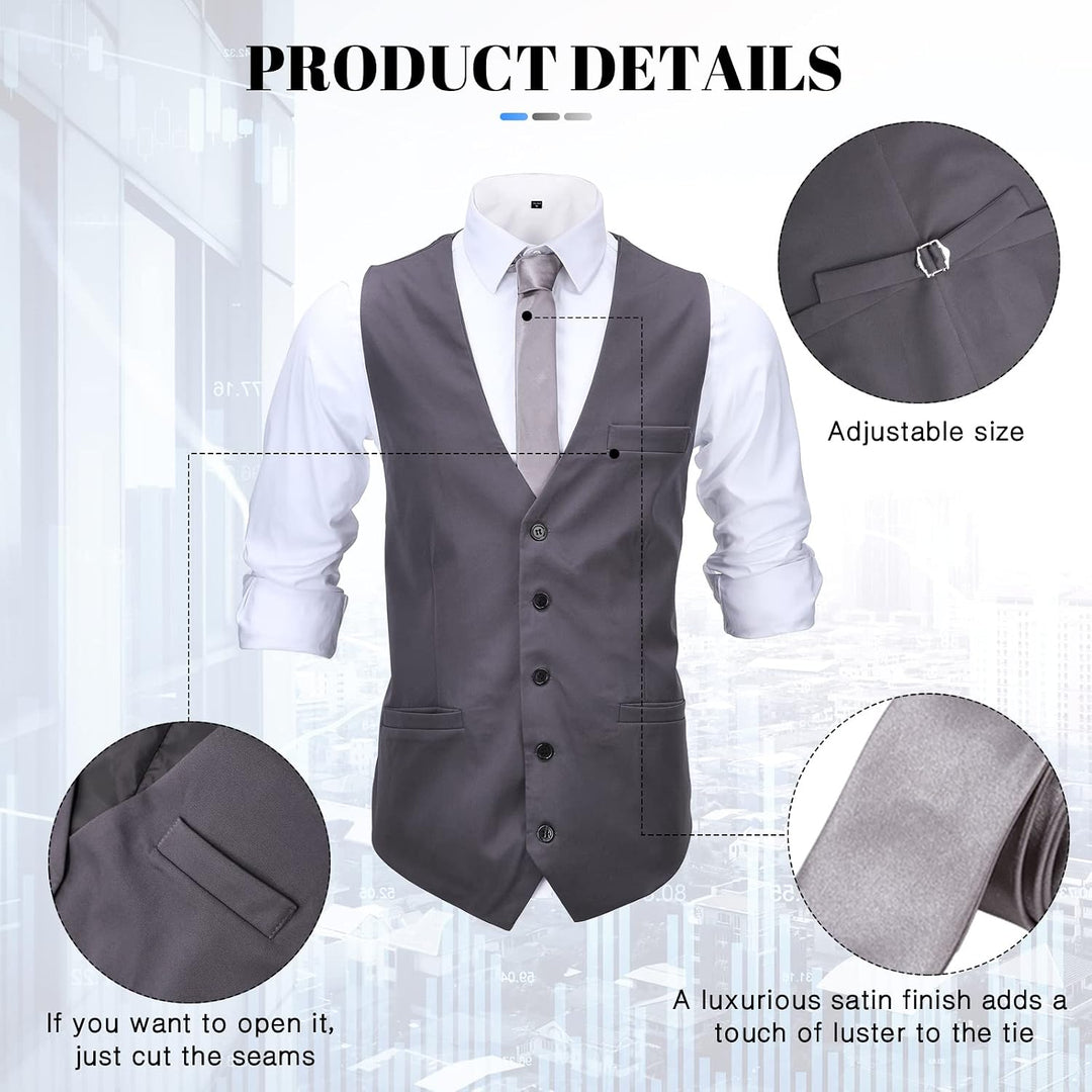 Blulu 1920er Herren Zubehör Gatsby Gangster Kleidung Kostüm Cosplay Outfit mit Weste Fedora Hut Tasc