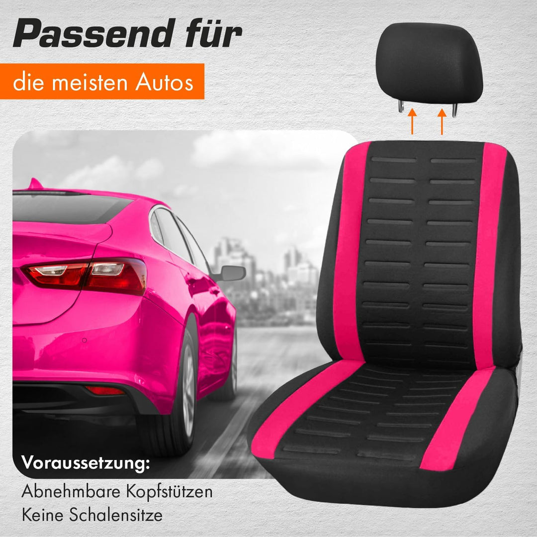 Upgrade4cars Autositzbezüge Set Universal | Auto-Schonbezüge für die Vordersitze & Rückbank in Pink