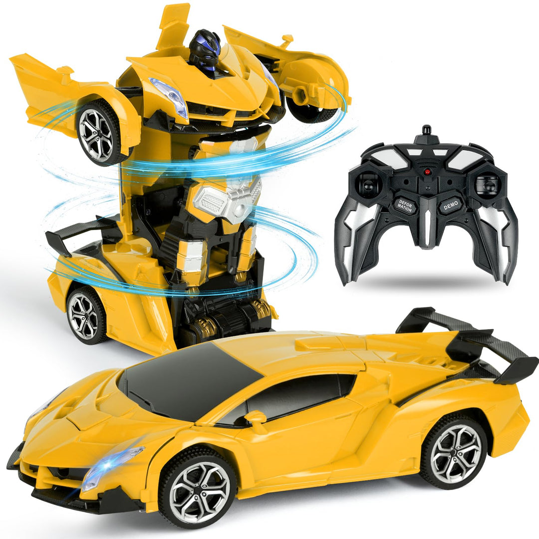 HOTUT Fernbedientes Auto, 1:18 Transformer Roboter Spielzeug mit 2.4GHz Fernbedienung, Polizeiauto -