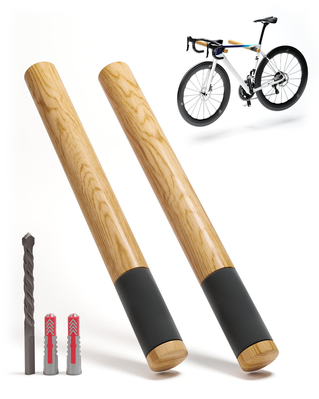 Borgen Fahrrad Wandhalterung Holz mit 20 kg Tragkraft - stabile Fahrradhalterung Wand für Rennrad, M