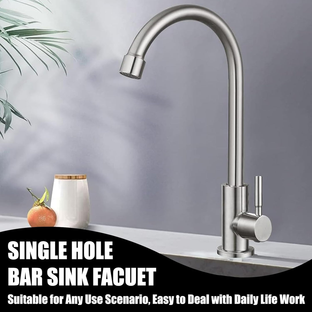 Wasserhahn Kaltwasser 360°Schwenkbar Wasserhahn aus Rostfreiem Stahl Abnehmbar Verdickter Messing Ba