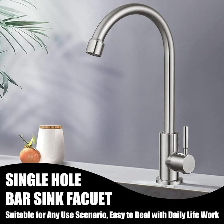 Wasserhahn Kaltwasser 360°Schwenkbar Wasserhahn aus Rostfreiem Stahl Abnehmbar Verdickter Messing Ba