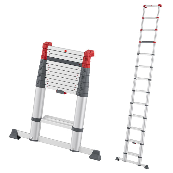 Hailo T100 FlexLine Sicherheits-Teleskopleiter - ausziehbare Leiter aus Aluminium mit bis zu 13 Stuf