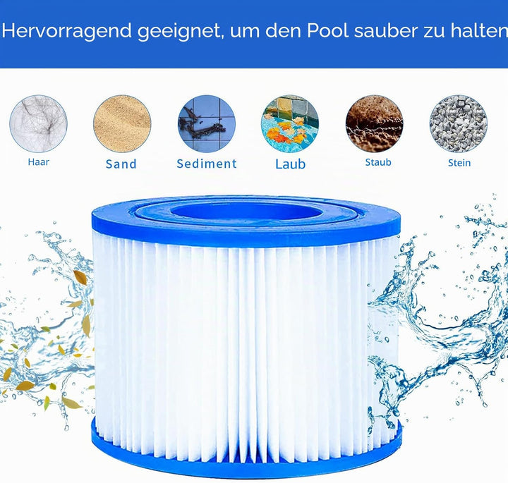 8 Stück Filterkartusche für Pool Typ VI, Filterkartuschen Pool für Bestway Pool Filter für Lay Z Spa