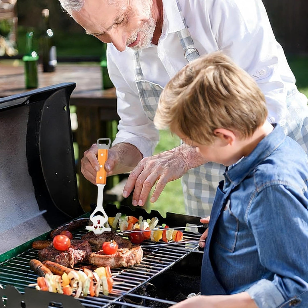 Grillbesteck Set, 5-in-1 Grillspatel, Edelstahl Grillbesteck, Grillspachtel Multitool, mit Multifunk