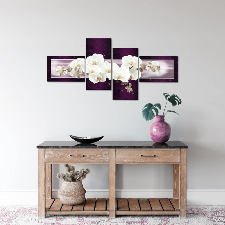 Runa Art Bild Modern Blumen Orchidee - Made in Germany - Wandbilder Abstrakt Violett Lila 4 Teilig 2