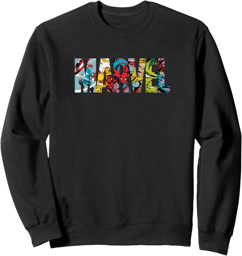 Marvel Logo With Characters Spider-Man, Iron Man, Thor, Hulk Sweatshirt