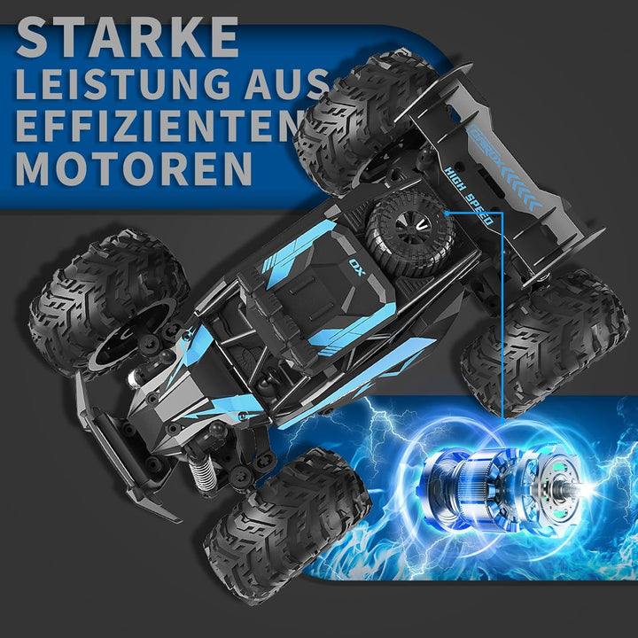Carox 1:16 Massstab RC Auto für Kinder, 2.4GHz Hochgeschwindigkeits-Elektro-Monstertruck, 20km/h, Du