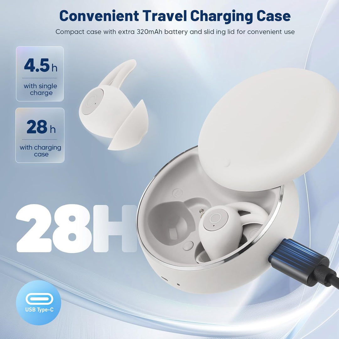 Schlafkopfhörer Seitenschläfer, Noise Cancelling Bluetooth Kopfhörer 28db Mini zum Schlafen, Unsicht