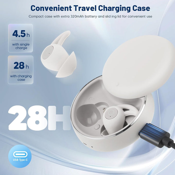 Schlafkopfhörer Seitenschläfer, Noise Cancelling Bluetooth Kopfhörer 28db Mini zum Schlafen, Unsicht
