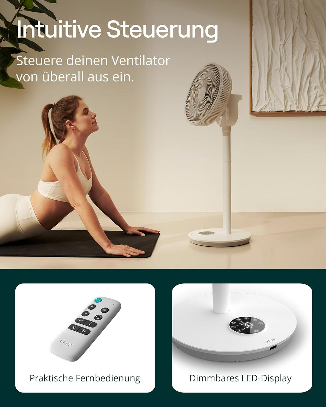 Duux Whisper Flex 2 Ventilator – Ultra Leise 13 dB – Nachtmodus & Timer – Höhenverstellbar (54–92 cm